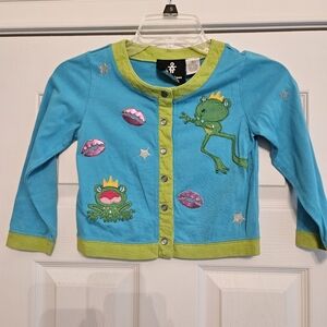 Michael Simon Blue and Green Frog Princess Kids Shirt Sz 5